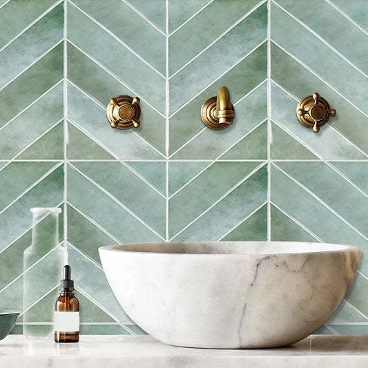 Serenity Chevron Long 3D Tile Decals - Light Green