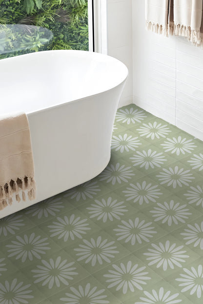 Desert Rose Tile Decals - Light Green