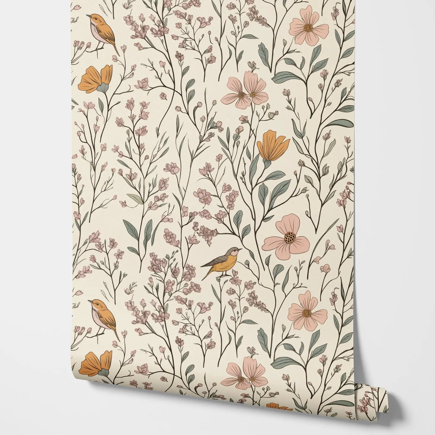 English Country Garden Poppy Wallpaper - Terracotta
