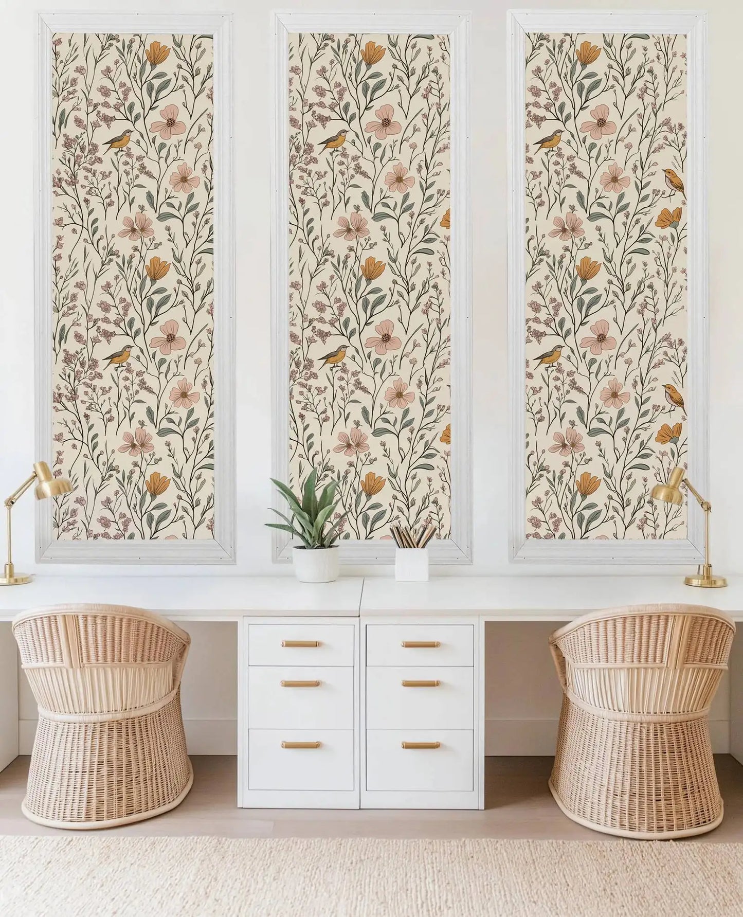English Country Garden Poppy Wallpaper - Terracotta