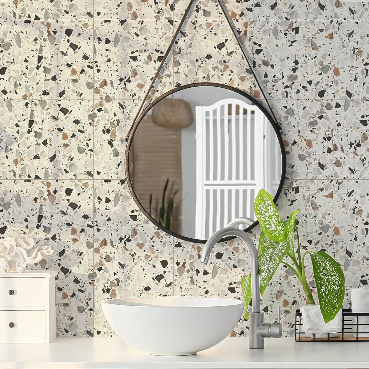 Terrazzo Luxe Tile Decals - Light Terracotta