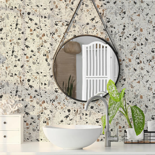 Terrazzo Luxe Tile Decals - Light Terracotta