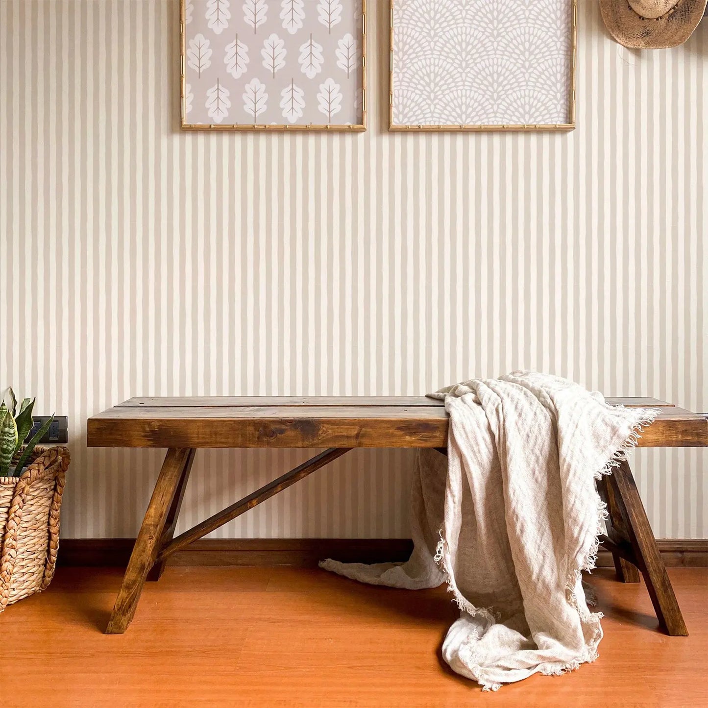 French Country Stripe Wallpaper - Beige