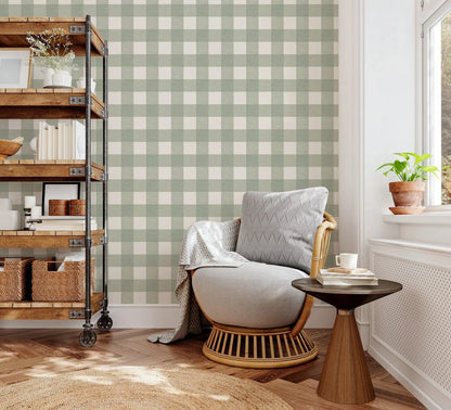 French Country Plaid Wallpaper - Green