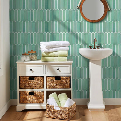 Serenity Fish Scale Long 3D Tiles Decals - Teal