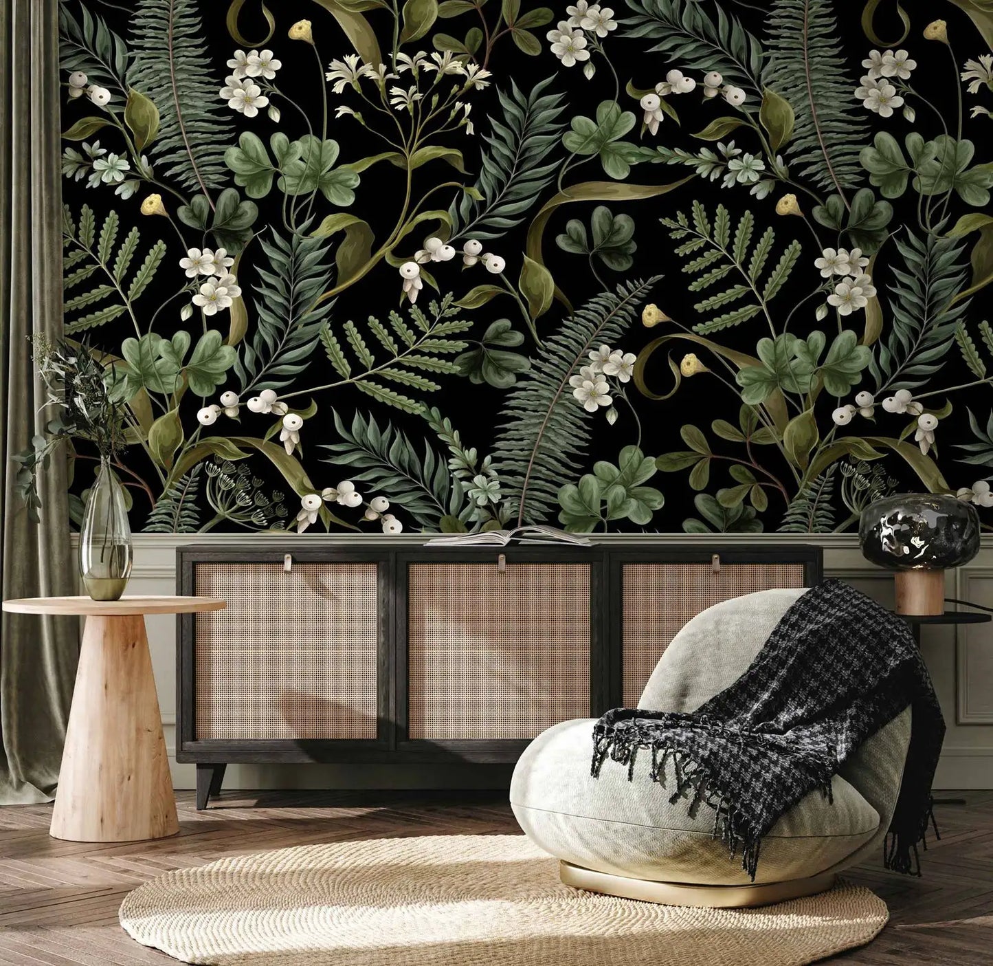 English Country Fern Wallpaper - Dark Green