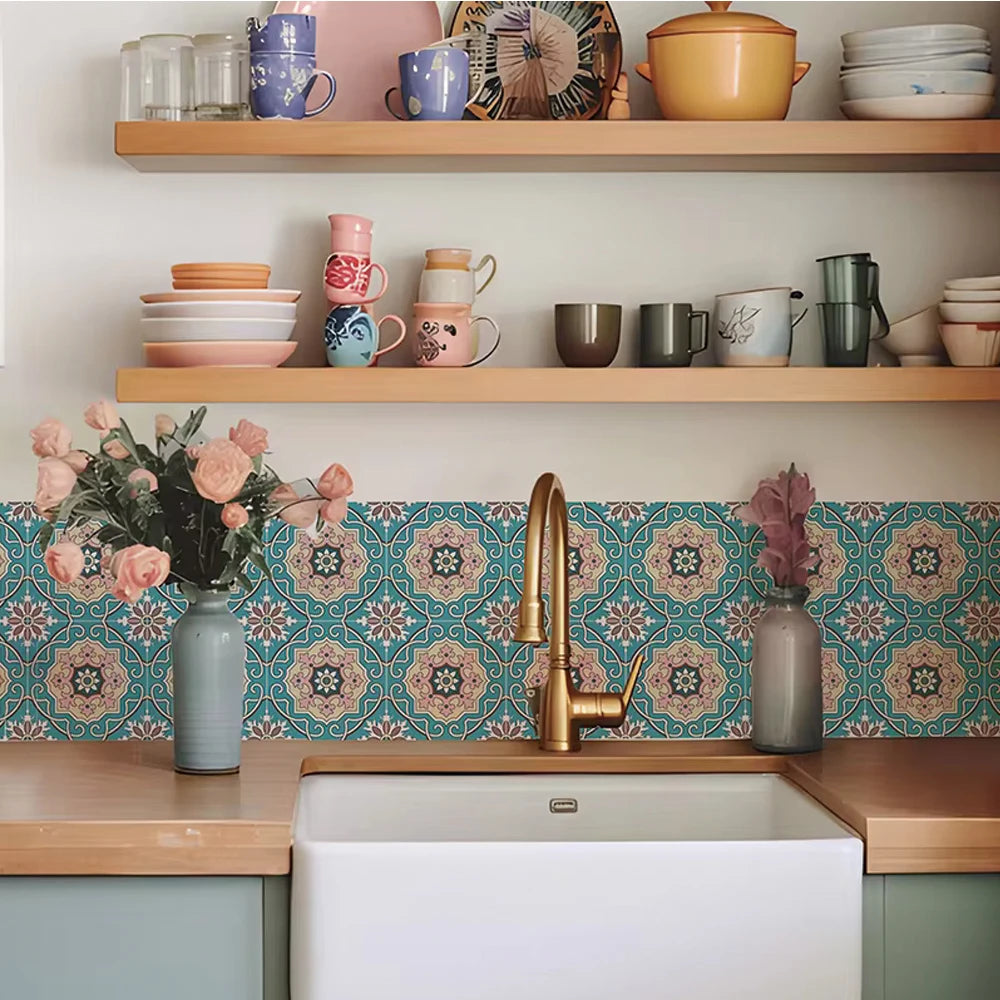 Bohemian Moroccan Tile Decals - Pink & Blue