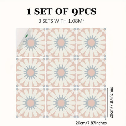 Desert Rose Tile Decals - Pink Blue