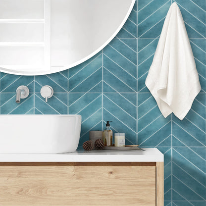 Serenity Chevron Long 3D Tile Decals - Blue
