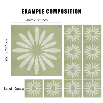 Desert Rose Tile Decals - Light Green