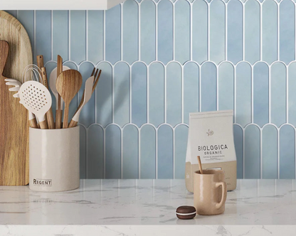 Serenity Fish Scale Long 3D Tiles - Light Blue