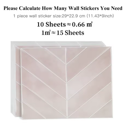 Serenity Chevron Long 3D Tile Decals - Light Pink