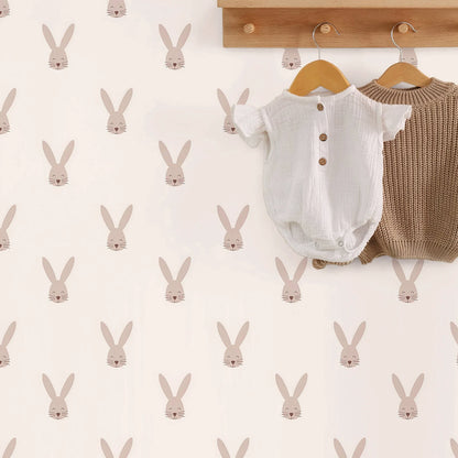 Willow Bunny Wallpaper - Beige