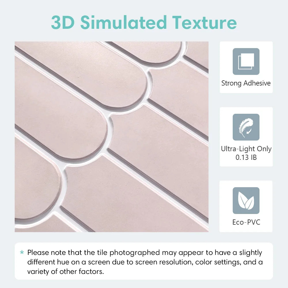 Serenity Fish Scale Long 3D Tiles - Light Pink