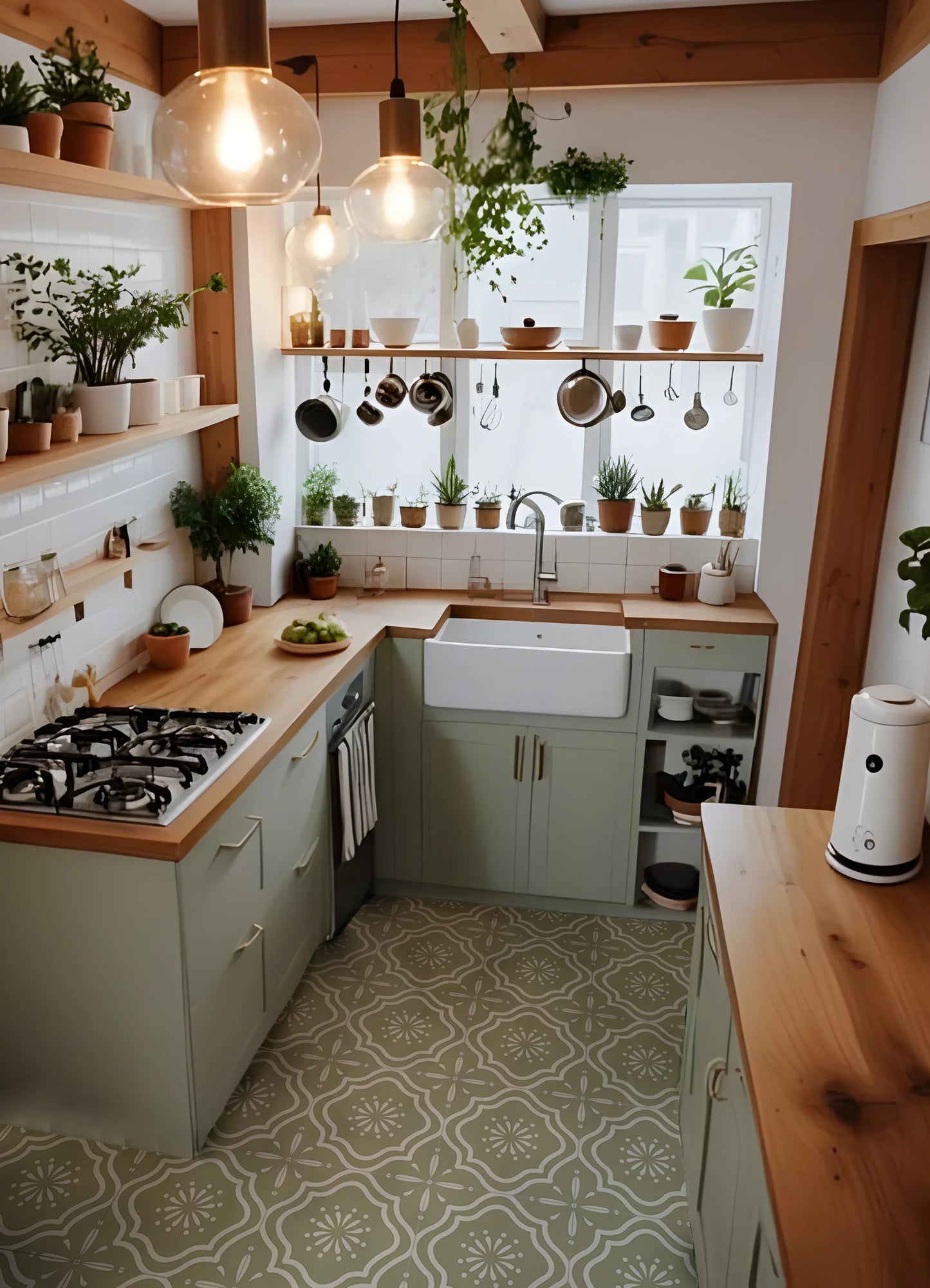 Bohemian Moroccan Tile Decals - Light Green