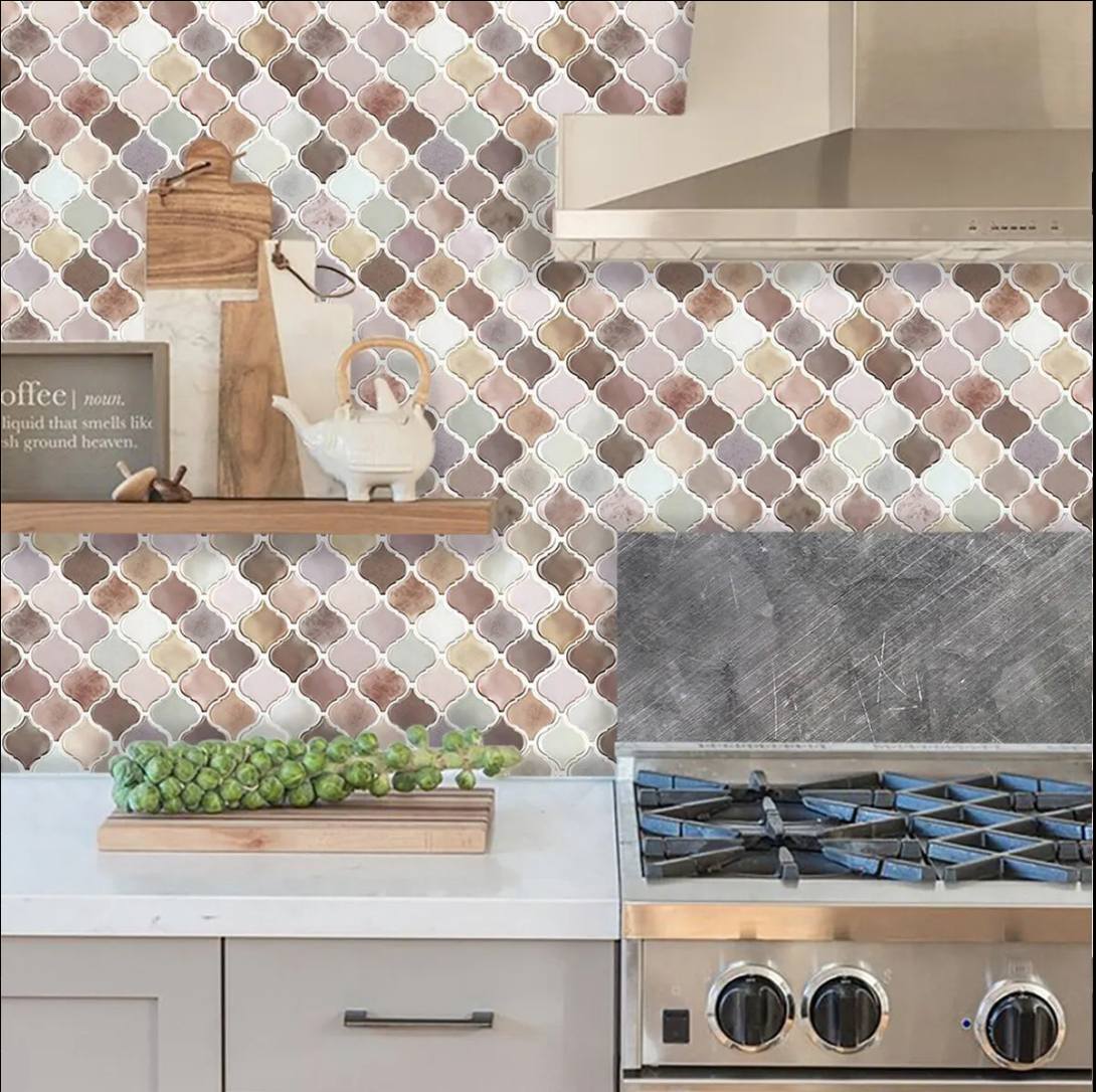 Seaside Harmony Lantern Mosaic Short 3D Tile - Light Pink