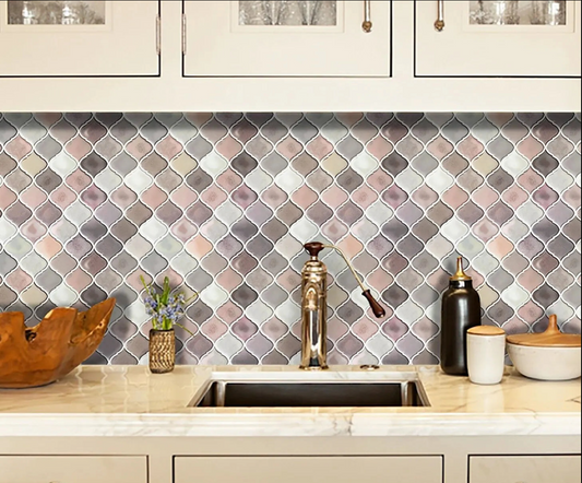 Seaside Harmony Lantern Mosaic Short 3D Tile - Light Pink