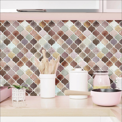 Seaside Harmony Lantern Mosaic Short 3D Tile - Light Pink