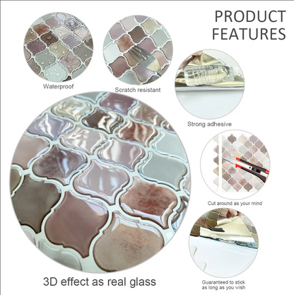 Seaside Harmony Lantern Mosaic Short 3D Tile - Light Pink