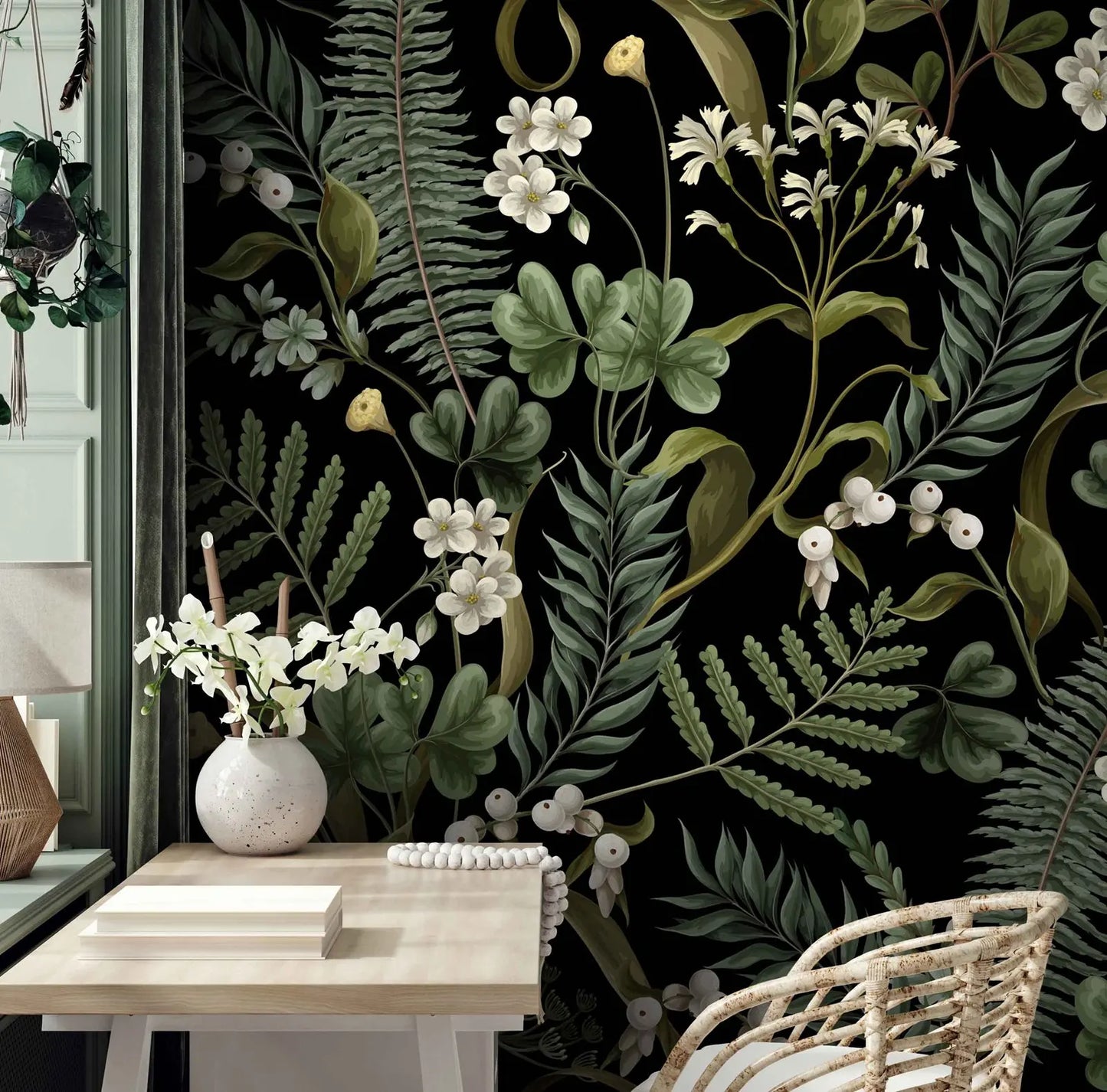 English Country Fern Wallpaper - Dark Green