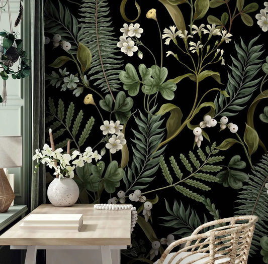 English Country Fern Wallpaper - Dark Green