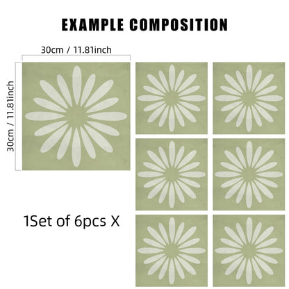 Desert Rose Tile Decals - Light Green