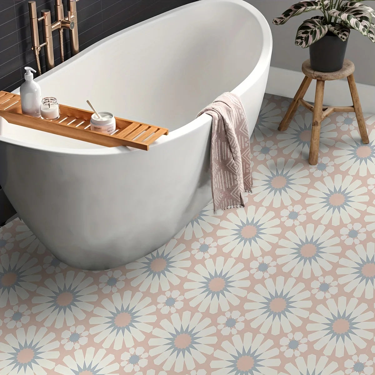 Desert Rose Tile Decals - Pink Blue